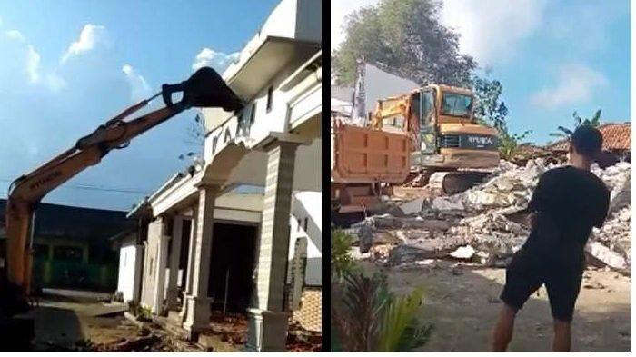 Dulu Kerap Bertengkar dan Diusir Mantan Istri, Pria di Madura Datang Bawa Eskavator untuk Robohkan Rumahnya